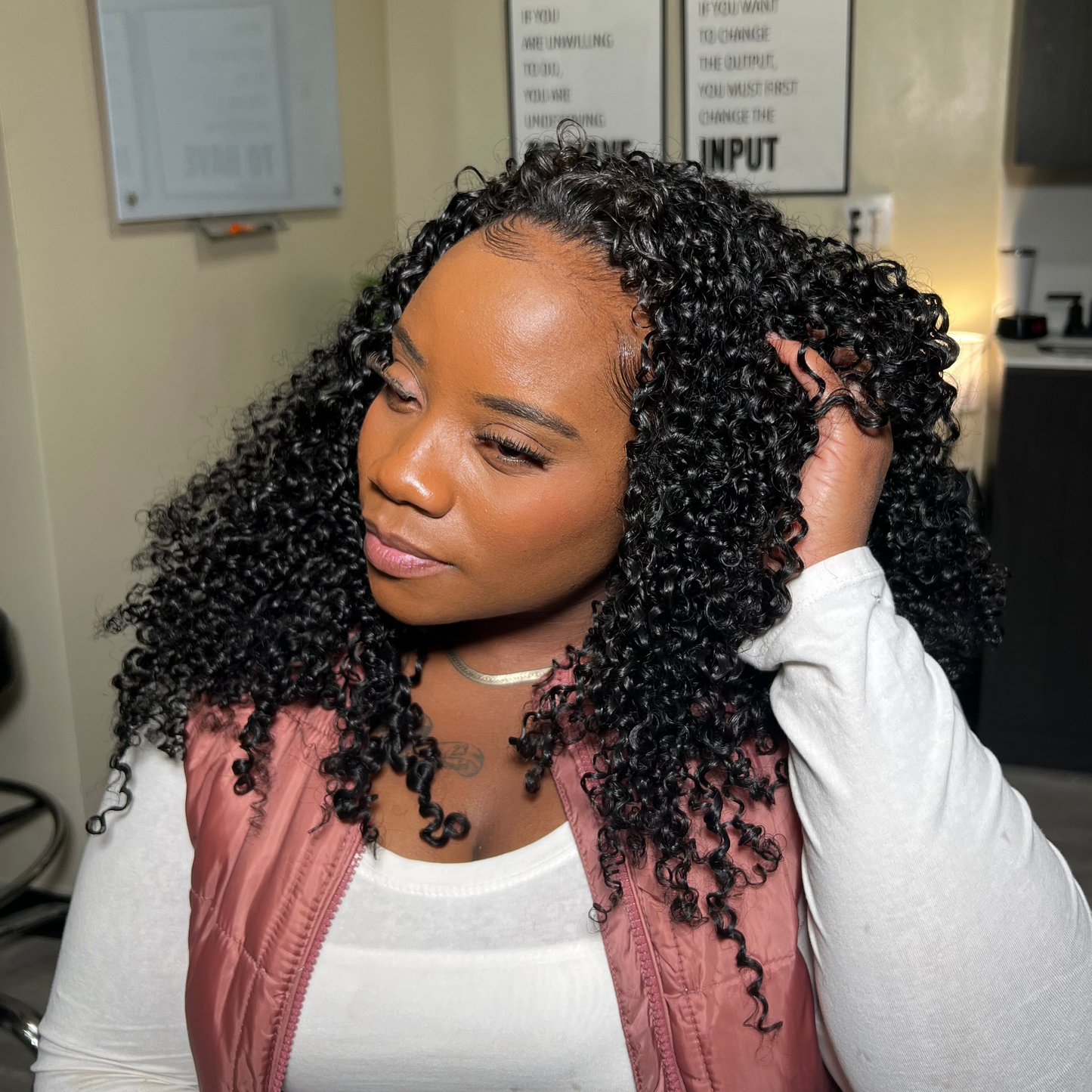 Deep Curly Human Hair Crochet Extension - Installation Package