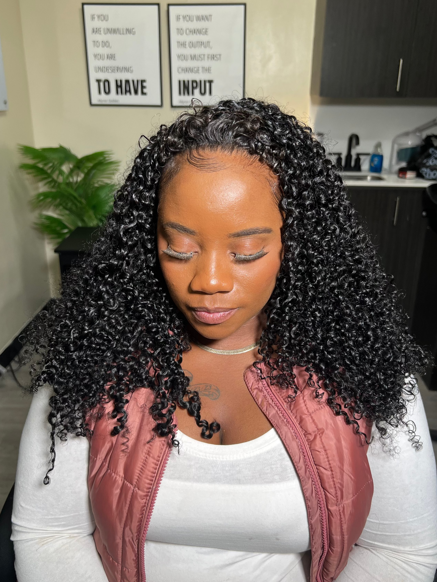 Deep Curly Human Hair Crochet Extension - Installation Package